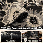 Findosom Hallway Runner Rug 2x10, Non Slip High-Low Textured Floral Washable - Image 4