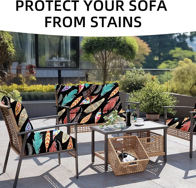 8PCS Patio Cushion Covers.Patio Furniture Couch SeatSlipcovers | Washable - Image 4