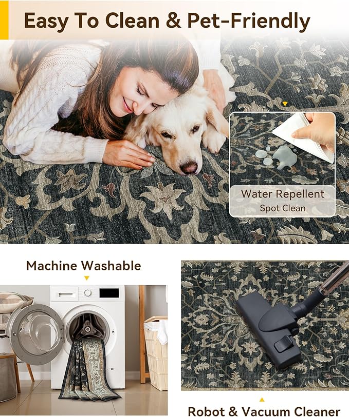 RELEANY Washable Area Rug, Runner 3'x20', Water Repellent, Pet Friendly - Image 4