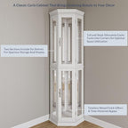 BELLEZE Lighted 3-Side Glass Display Curio Cabinet w/Tempered Glass Doors & - Image 5