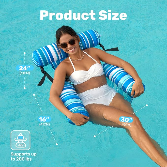 SLOOSH Inflatable Pool Floats Adult, 2 Packs Floating Lounge Chairs, Blow up - Image 5