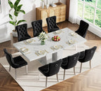 Henf 9 Pieces Faux Marble Dining Table Set - Image 2