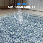 8x10 Boho Washable Area Rugs for Living Room, Dining Room-White Blue | Retro - Image 5