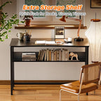 Huuger Folding Desk with Storage Shelf, 39.3 Inch Foldable Computer Table - Image 6