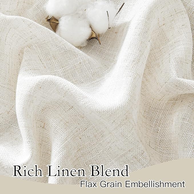 RYB HOME Linen Semi Sheer Curtains 63 inch Length - Image 3