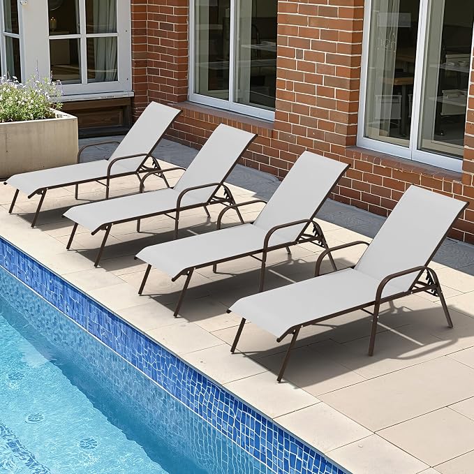 Crestlive Products Outdoor Chaise Lounge Chair, 5-Position Pool Lounge Chairs - Image 9