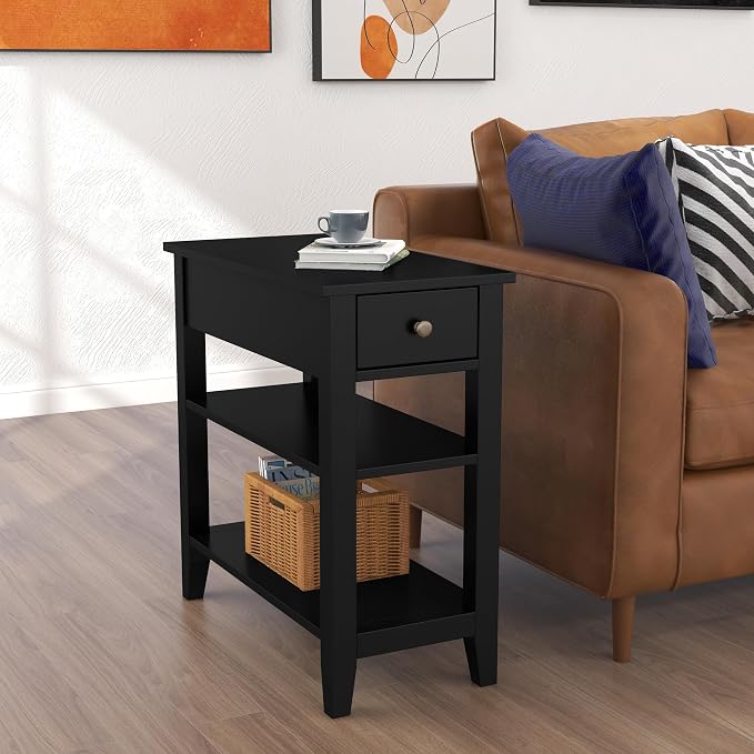 ChooChoo Side Table Living Room Set of 2, Narrow End Table - Image 5