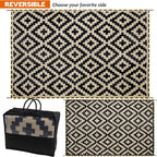 SAND MINE Reversible Mats with Led Strip Lights, Plastic Straw Rug, Modern Area - Image 3