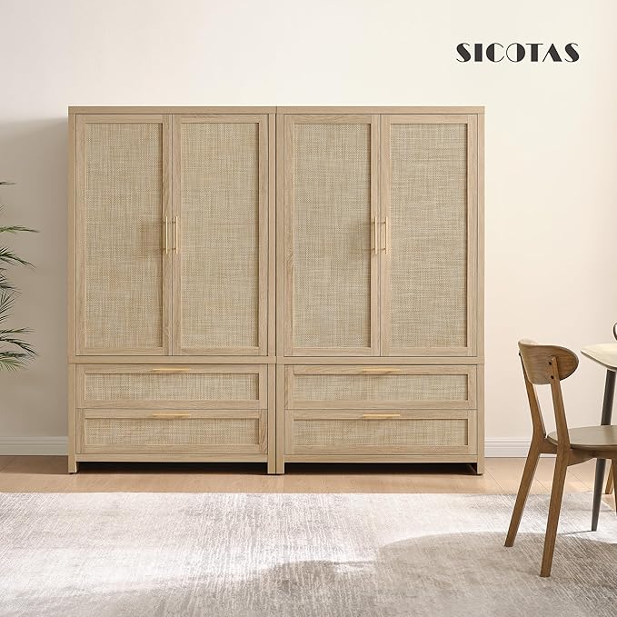 SICOTAS Larger Armoire Wardrobe Closet, Boho Armoire Clothes Organizer - Image 6