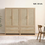 SICOTAS Armoire Wardrobe Closet, Larger Rattan Armoires Wardrobe Cabinet - Image 10