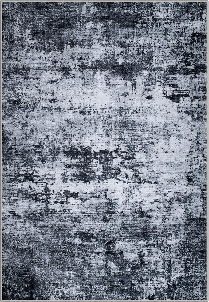 9x12 Area Rug Living Room: Modern Washable Indoor Carpet Black | - Image 11