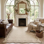 GarveeHome 5x7 Scalloped Area Rug Jute Washable Bedroom Living Room Rug | Soft by GarveeHome