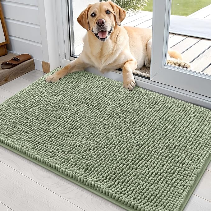 OLANLY Dog Door Mat for Muddy Paws 36x24, Super Absorbent Chenille Mud Mat | by OLANLY