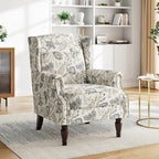 Pia Ricco Set of 2 Floral Accent Chairs, High Back Upholstered Armchairs - Image 7