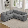 87'' V-Shaped Sectional Sofa Couch, 5-Seater Modular Couches by HATPPTO