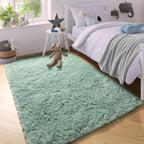 Plush Sage Green Rugs for Bedroom, 3x5 Ft Shaggy Rug Plush Bedside Carpet | - Image 4