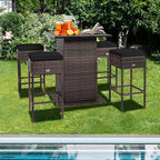 Tangkula 5 Piece Outdoor Rattan Bar Set, Patio Bar Furniture - Image 2