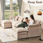 GOSUHI 142.5" U Shaped Couch, Modular Sectional Sofa, 3-Seater Comfy Cloud Couch - Image 4