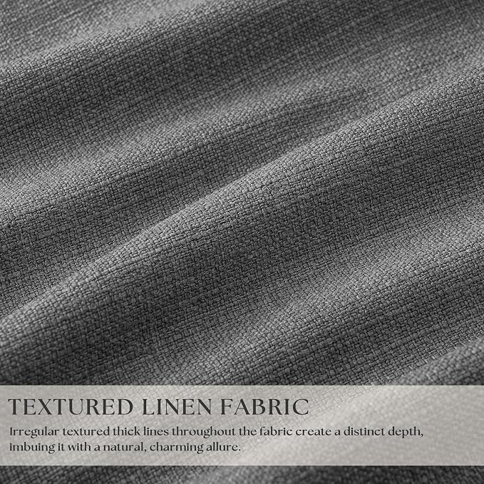 Dark Grey Pleated Thick Linen Blackout Curtains 86 Inches Long - Image 3