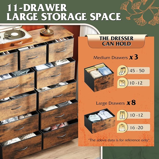 WLIVE Tall Dresser for Bedroom, Fabric Dressers Storage Tower, Dresser & Chest - Image 5