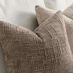 MIULEE Chenille Textured Euro Pillow Covers Taupe Grey 22x22 Set of 2 | Slubby - Image 3
