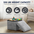 Ornavo Home Small Storage Ottoman Foldable Collapsible Cube Square Linen - Image 7