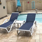 PURPLE LEAF Patio Chaise Lounge Chair Set of 3 Outside Aluminum Plastic - Image 3