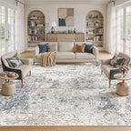 DMOYEST Square Area Rug Living Room Rugs 10x10 Washable Beige Blue Carpet | - Image 2