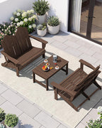SERWALL Folding Adirondack Bench, HDPE All-Weather Adirondack Loveseat Set of 2 - Image 9