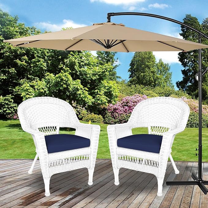 Jeco Wicker Chair with Blue Cushion - Image 8