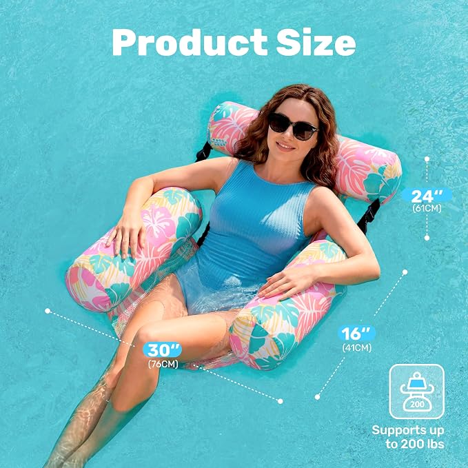 SLOOSH Inflatable Pool Floats Adult, 2 Packs Floating Lounge Chairs, Blow up - Image 4