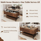 Walnut Coffee Table with Storage, Rectangle Lift Top Coffee Table, Modern Wood - Image 5