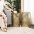 Homebeez Modern Nesting Tables Set of 2, Round Metal End Table, Accent Side - Image 3