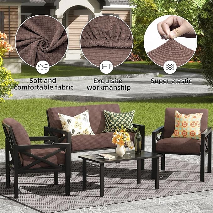 12PCS Patio Cushion Covers, Patio Furniture Couch Seat Slipcovers | Washable - Image 3