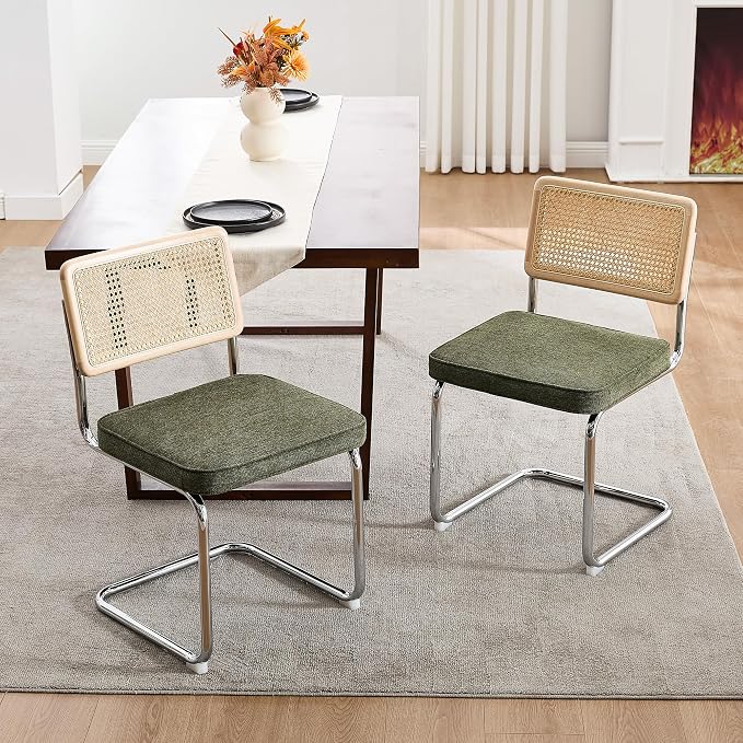 Zesthouse Natural Rattan Dining Chairs Set of 2, Mid Century Modern Dining - Image 2