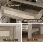 Xixini Nightstand Set of 2, Rattan Boho Bedside Table - Image 5