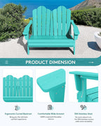 SERWALL Folding Adirondack Bench, HDPE All-Weather Adirondack Loveseat Set of 2 - Image 6