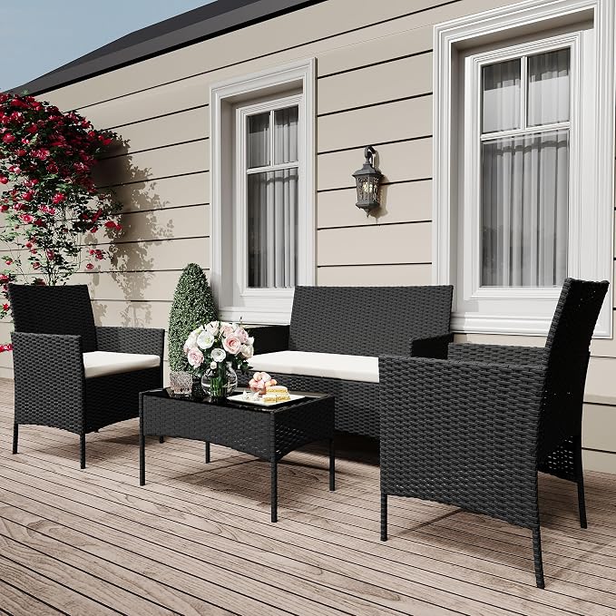 GarveeLife 4-Piece Patio Furniture Set, Rattan Outdoor Furniture - Image 7