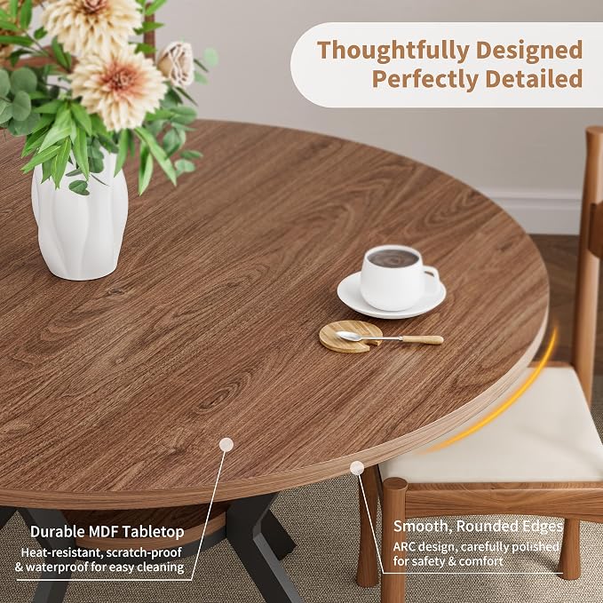42" Round Dining Table for 4, Farmhouse Kitchen Table - Image 6