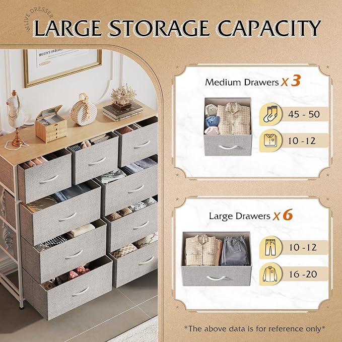WLIVE 9-Drawer Dresser, Fabric Storage Tower - Image 5