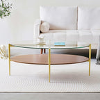 LumFurn Oval Glass Coffee Table, Mid-Century Modern Design, L43 x W22 x H17 inch - Image 5