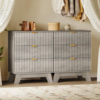 BORNOON Fluted 3 Drawer Dresser, 30.3" Tall Compact Modern Boho Chest of Drawers - Image 7