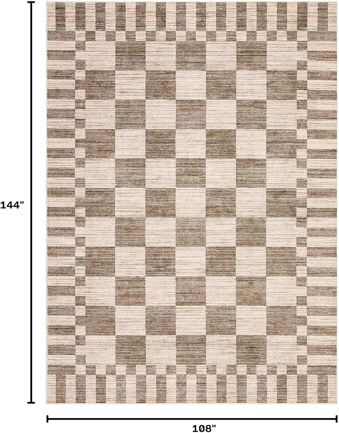 GarveeHome 9x12 Area Rugs for Living Room Washable Checkered Rug Bedroom | - Image 2