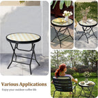 Foldable Patio Side Tables, 17.7" Small End Table Outdoor Weatherproof - Image 4