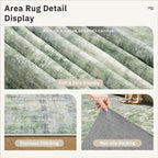 Soalmost Abstract Runner Rug 2x10 Hallway Kitchen Runners Green/Ivory | Vintage - Image 6