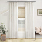 Natural Pinch Pleated Linen Curtains 96 Inches Long Living Room | Cream Ivory by Twodrapes