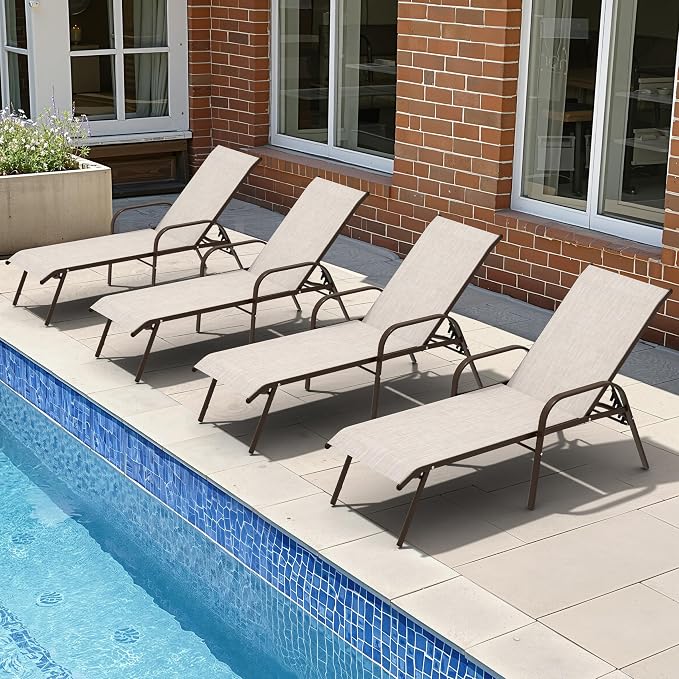 Crestlive Products Outdoor Chaise Lounge Chair, 5-Position Pool Lounge Chairs - Image 9