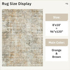Soalmost Abstract Rug 8x10 Large Living Room Rugs Washable Orange/Brown | - Image 5