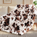 Cow Print Blanket for Couch, Faux Fur Throw Blanket, Super Heavy Warm Cozy - Image 3