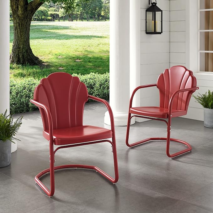 Crosley Furniture Tulip 2-Piece Outdoor Chair Set, Retro Metal Patio Chairs - Image 7